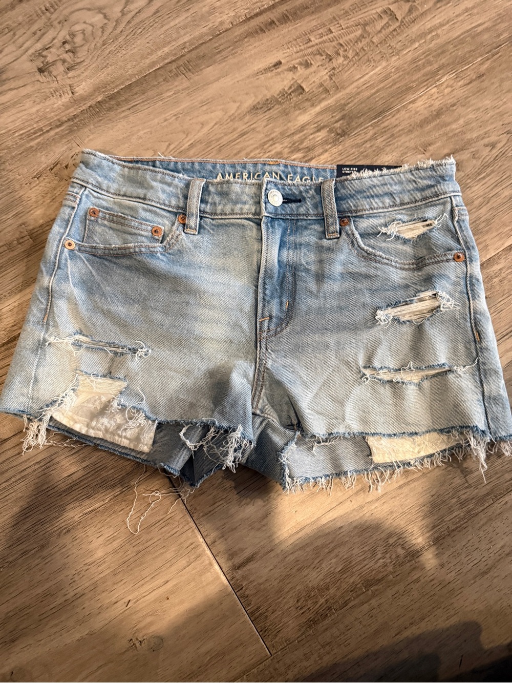 American Eagle Outfitters Light Wash Distressed Denim Shorts